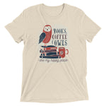 Books, Coffee, and Owls Tri-Blend Tee